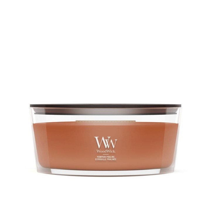 WoodWick Candela in cera Praline di zucca Ellisse marrone 1 pz