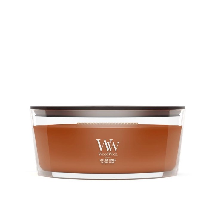 WoodWick Candela in cera Fumo di zafferano Ellisse marrone 1 pz