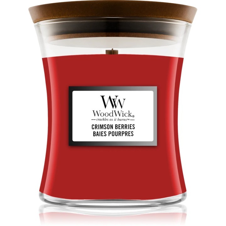 Candela profumata media WOODWICK Hourglass media bacche cremisi 275 g 1 pezzo