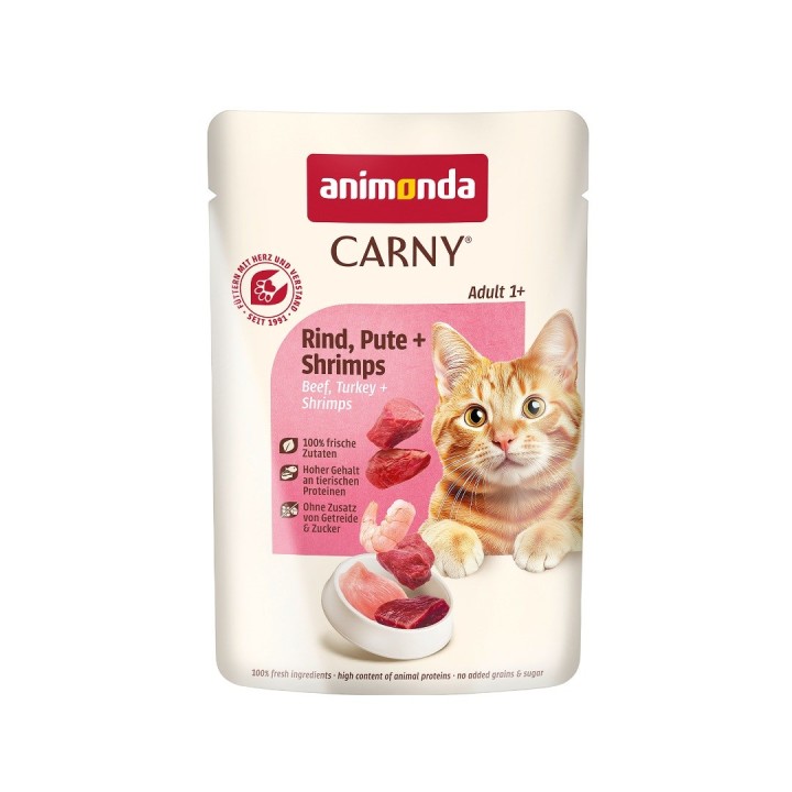 ANIMONDA Carny Adult manzo tacchino e gamberetti - cibo umido per gatti - 85g