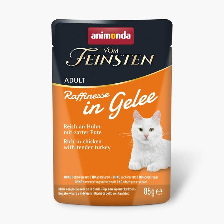 ANIMONDA Vom Feinsten Adult Raffinesse in gelatina ricco di pollo con tacchino - cibo umido per gatti - 85g