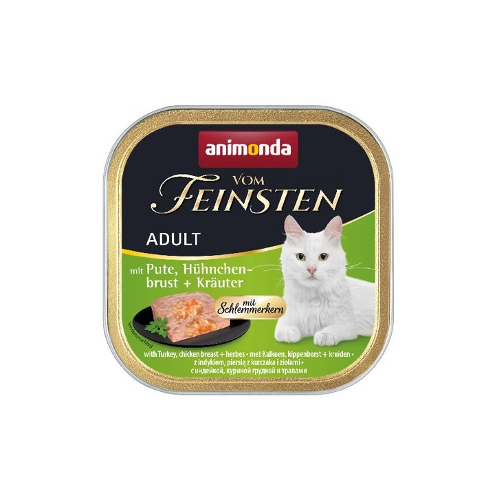 ANIMONDA Vom Feinsten Adult Tacchino petto di pollo e erbe aromatiche - cibo umido per gatti - 100g