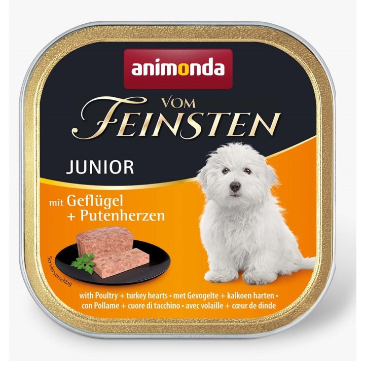 ANIMONDA Vom Feinsten Junior Pollame e cuore di tacchino - cibo umido per cani - 150g