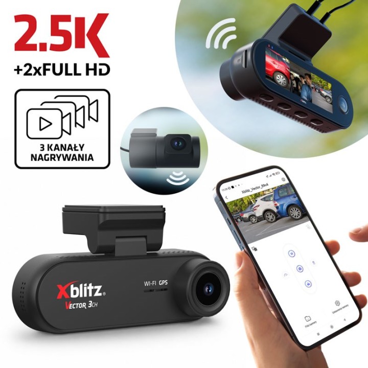 XBLITZ VECTOR 3CH registratore 3 canali DVR con telecamera posteriore Wi-Fi GPS