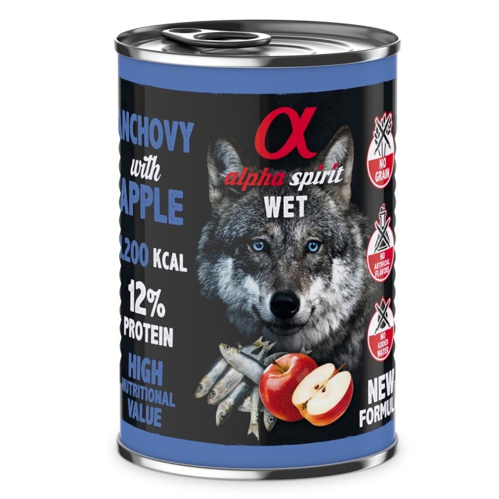 ALPHA SPIRIT WET Acciughe con mela - cibo umido per cani - 400g