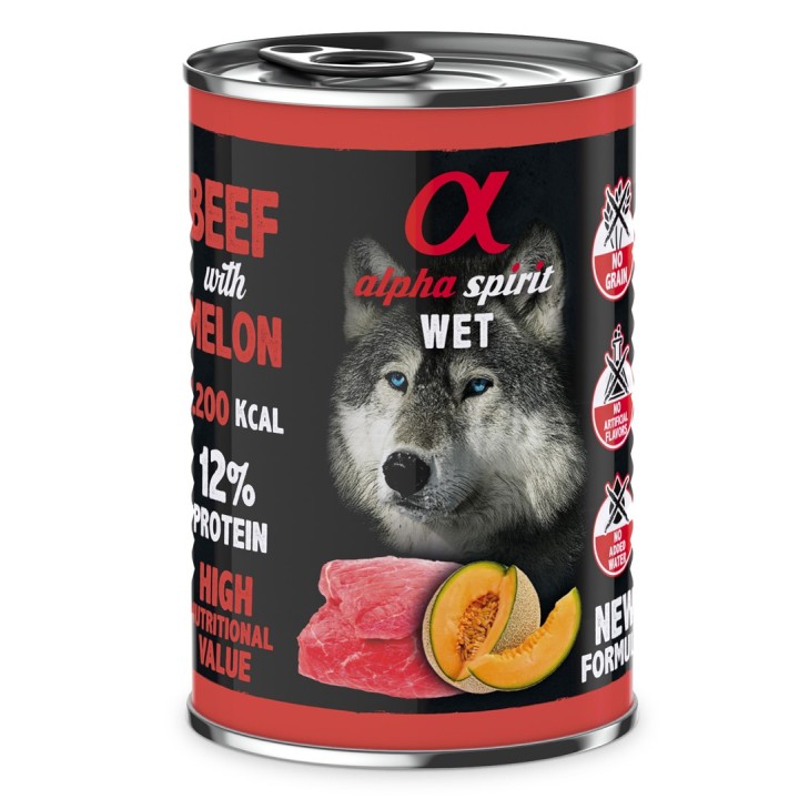 ALPHA SPIRIT WET Vitello con melone - cibo umido per cani - 400 g