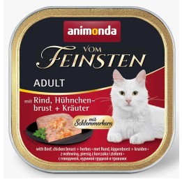 ANIMONDA Vom Feinsten Adult Manzo petto di pollo e erbe aromatiche - cibo umido per gatti - 100g