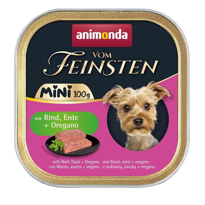 ANIMONDA Vom Feinsten Adult Mini manzo anatra e origano - cibo umido per cani - 100g