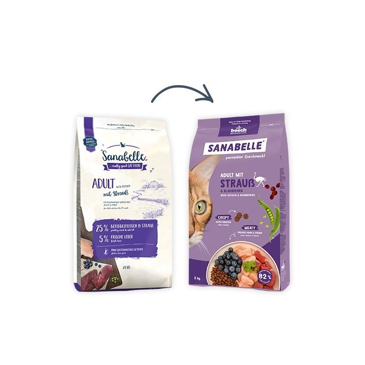 BOSCH Sanabelle Life Adult con struzzo e mirtilli - cibo secco per gatti - 8kg
