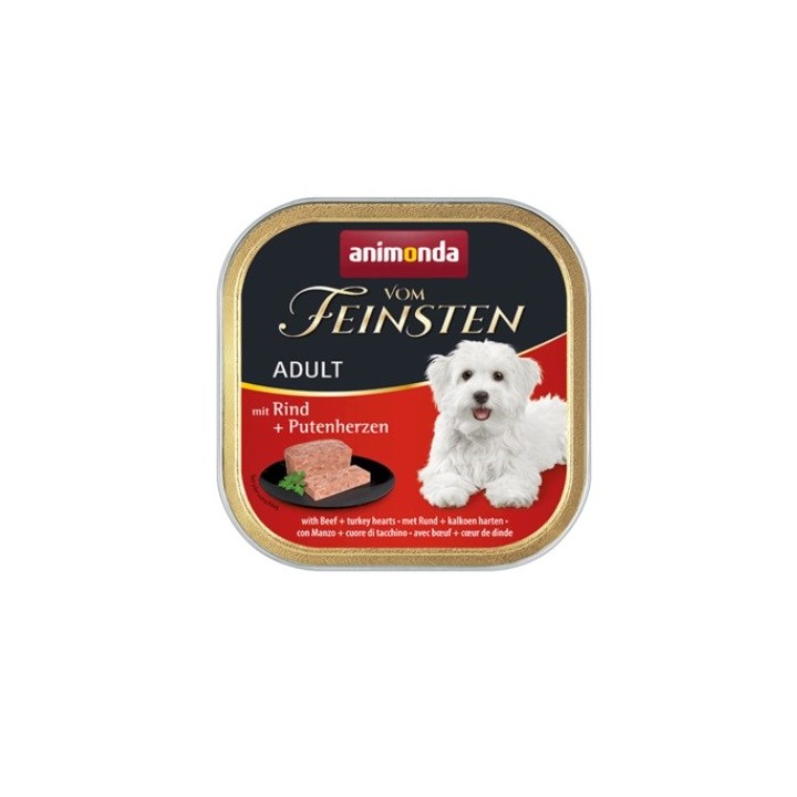 ANIMONDA Vom Feinsten Adult Manzo e cuore di tacchino - cibo umido per cani - 150g