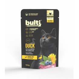 BULTI Superfoods anatra macinata con mirtilli e tarassaco Mono - cibo umido per gatti - 100g