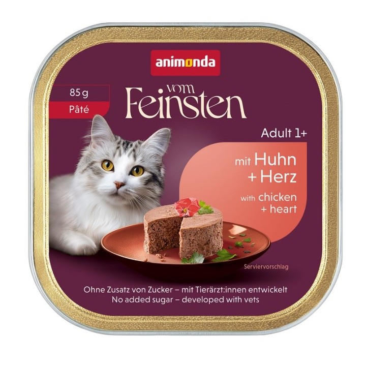 ANIMONDA Vom Feinsten Adult Patè Pollo e cuori - cibo umido per gatti - 85g