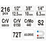 YATO YT-38841 1/4 3/8 1/2 set di chiavi a bussola