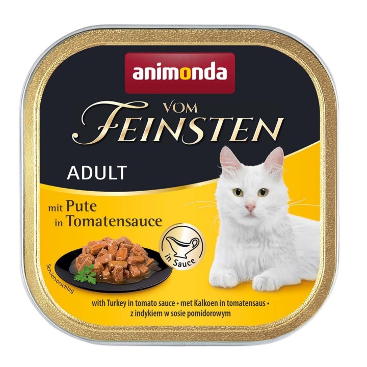 ANIMONDA Vom Feinsten Adult Tacchino in salsa di pomodoro - cibo umido per gatti - 100g