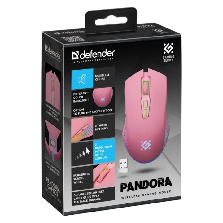 Defender Pandora RF Mouse wireless rosa 3200 dpi 7P