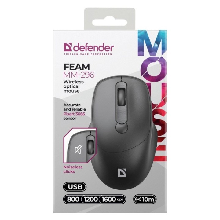MOUSE DEFENDER FEAM MM-296 RF SILENT NERO
