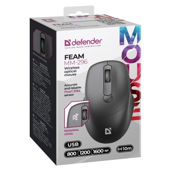 MOUSE DEFENDER FEAM MM-296 RF SILENT NERO