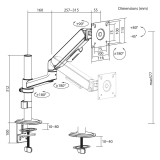 Ergo Office Supporto / staffa monitor a molla a gas 17 -32 1-10 kg nero opaco max VESA 100x100 ER-691 B