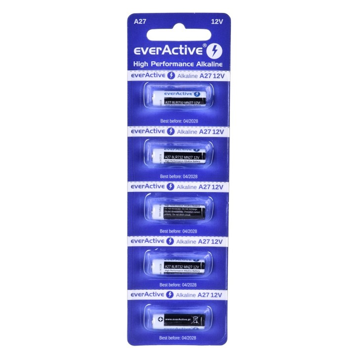 5 x batterie alcaline everActive 27A 12V - blister 5 pezzi