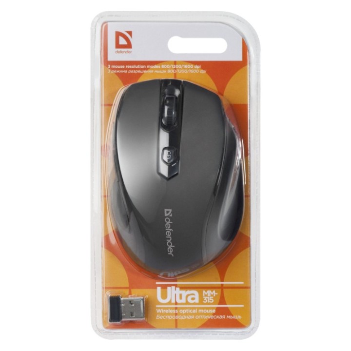 MOUSE DEFENDER ULTRA MM-315 RF NERO OTTICO 1600DPI 6P