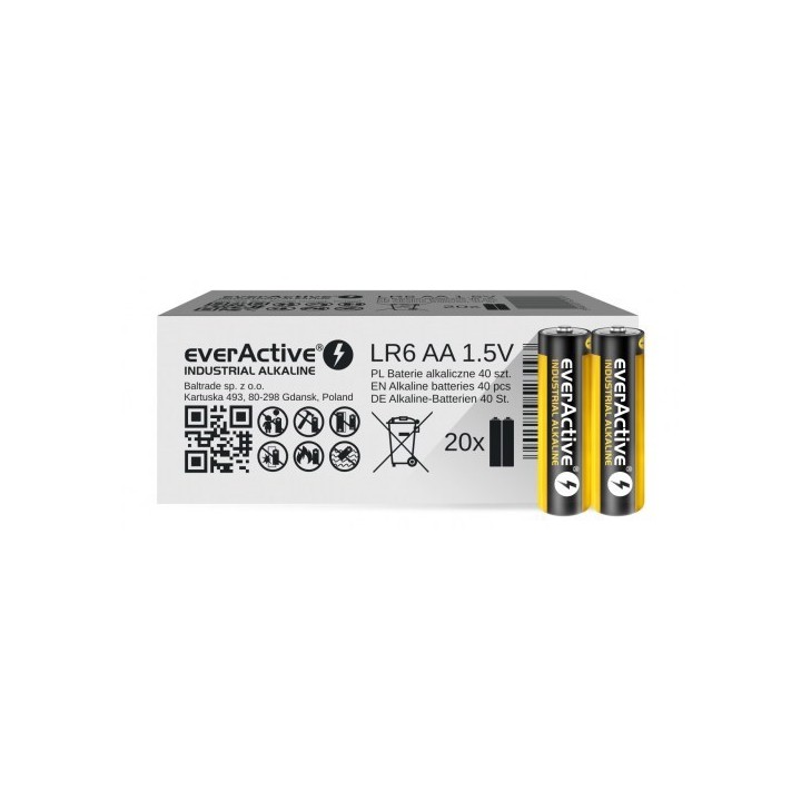 Batterie alcaline everActive Industrial Alkaline LR6 AA - confezione 40 pezzi