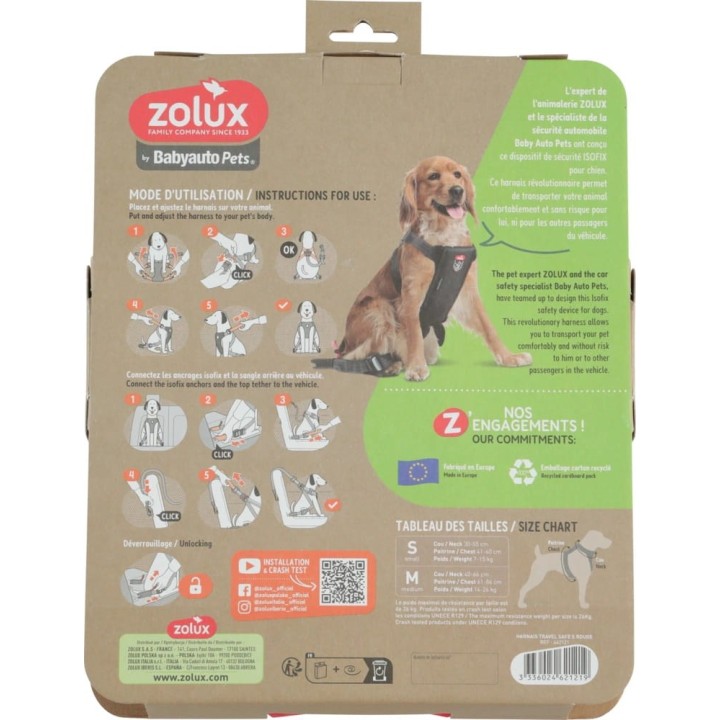 ZOLUX Travel Safe S rosso - pettorina per cane