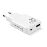 Caricabatterie GaN 1x USB-C 1x USB Quick Charge 3.0 45W PD bianco