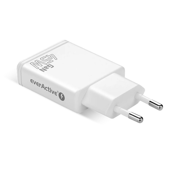 Caricabatterie GaN 1x USB-C 1x USB Quick Charge 3.0 45W PD bianco