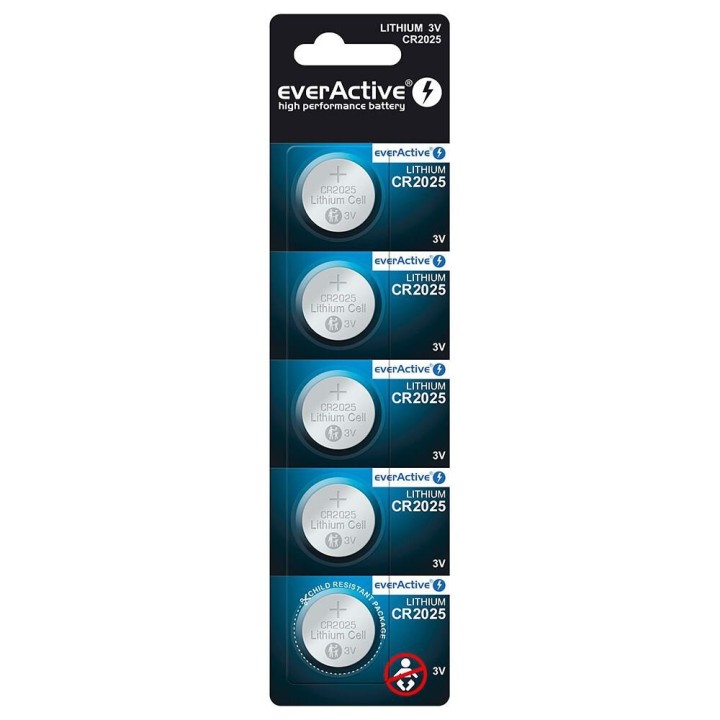 Batteria al litio mini everActive CR2025 - blister 5 pezzi