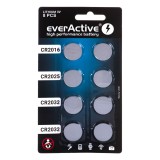 Set 8 batterie al litio everActive 4 x CR2032 2 x CR2025 2 x CR2016