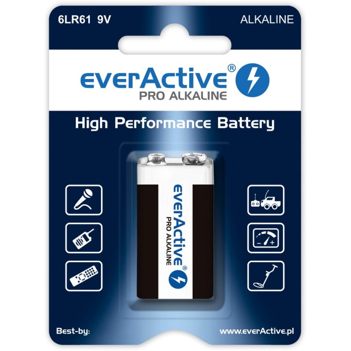 Batteria alcalina 6LR61 9V (R9*) everActive Pro