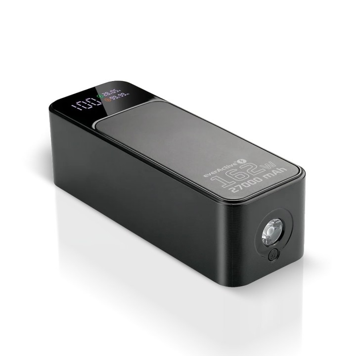 Powerbank 27 000mAh 1x USB 2x USB-C 162 5W QC4+ torcia LCD screen nero