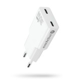 Caricabatterie 2 x USB-C Quick Charge 4+ 30W SUPER SLIM bianco