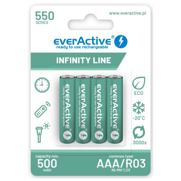 Batterie ricaricabili everActive Ni-MH R03 AAA 550 mAh Infinity Line