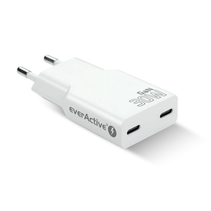 Caricabatterie 2 x USB-C Quick Charge 4+ 30W SUPER SLIM bianco