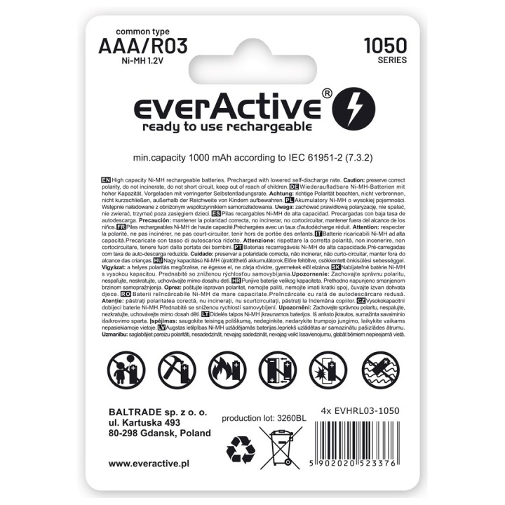 Batterie ricaricabili everActive Ni-MH R03 AAA 550 mAh Infinity Line