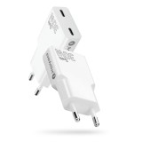 Caricabatterie 2 x USB-C Quick Charge 4+ 30W SUPER SLIM bianco
