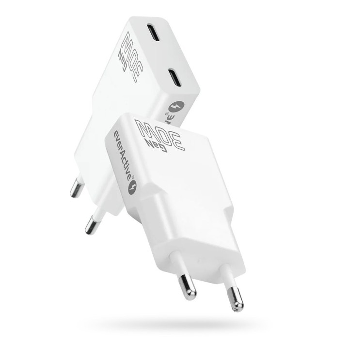 Caricabatterie 2 x USB-C Quick Charge 4+ 30W SUPER SLIM bianco