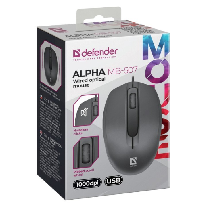 MOUSE DEFENDER ALPHA MB-507 OTTICO 1000dpi 3P NERO SILENT CLICK