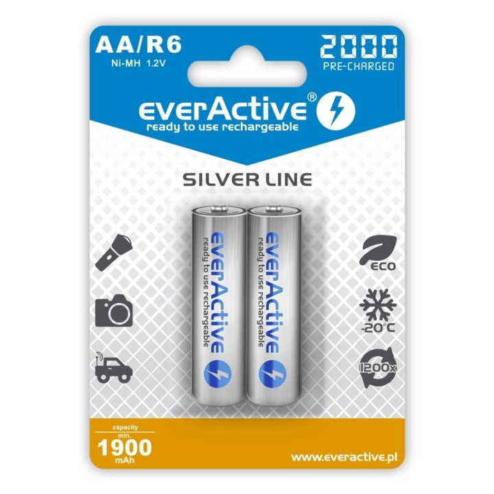 Batterie ricaricabili everActive Ni-MH R6 AA 2000 mAh Silver Line - 2 pezzi