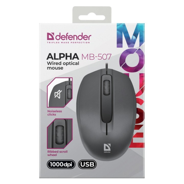 MOUSE DEFENDER ALPHA MB-507 OTTICO 1000dpi 3P NERO SILENT CLICK