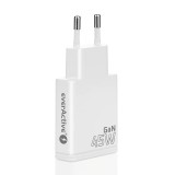 Caricabatterie GaN 2x USB-C Quick Charge 3.0 45W PD bianco