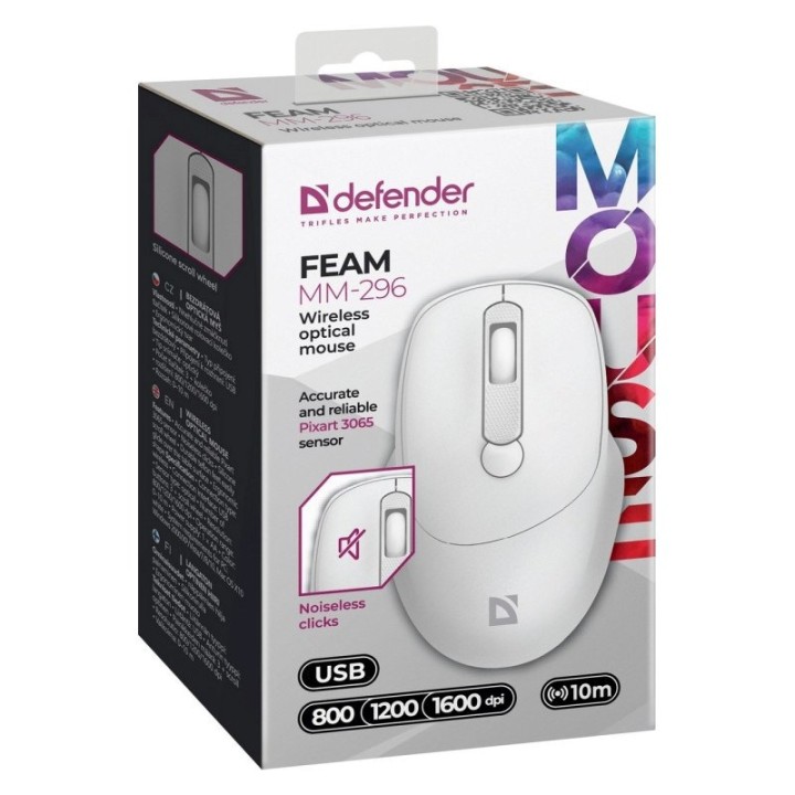 MOUSE DEFENDER FEAM MM-296 RF SILENT BIANCO