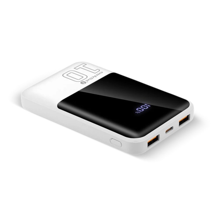 Powerbank 10 000mAh 2x USB 1x USB-C 22 5W QC4+ LCD schermo bianco