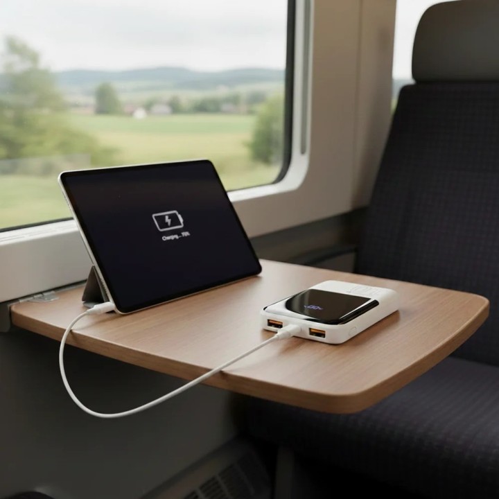 Powerbank 10 000mAh 2x USB 1x USB-C 22 5W QC4+ LCD schermo bianco