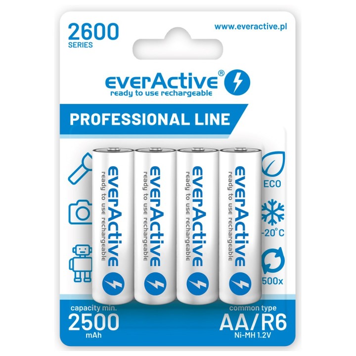 Batterie ricaricabili everActive Ni-MH R6 AA 2600 mAh Professional Line