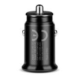 Caricabatterie auto 2 X USB 12W nero + cavo USB-C 1m