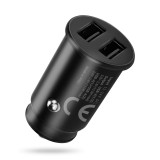 Caricabatterie auto 2 X USB 12W nero + cavo USB-C 1m