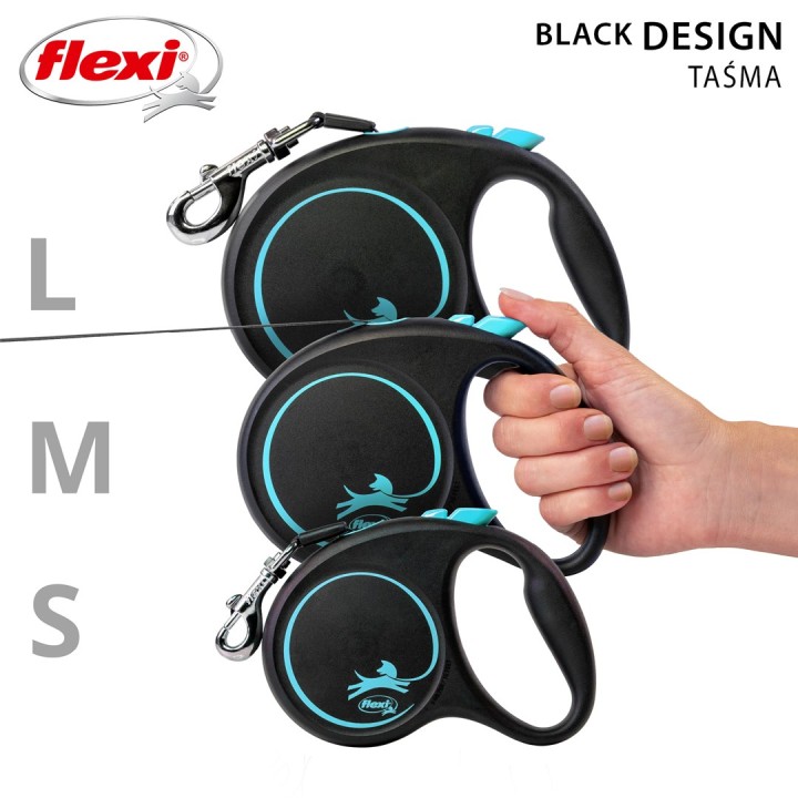 Flexi Guinzaglio automatico Black Design M 5 m blu