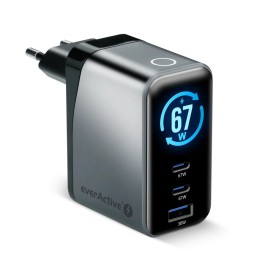 Caricabatterie GaN 1 x USB 2 x USB-C Quick Charge 4+ 67W nero